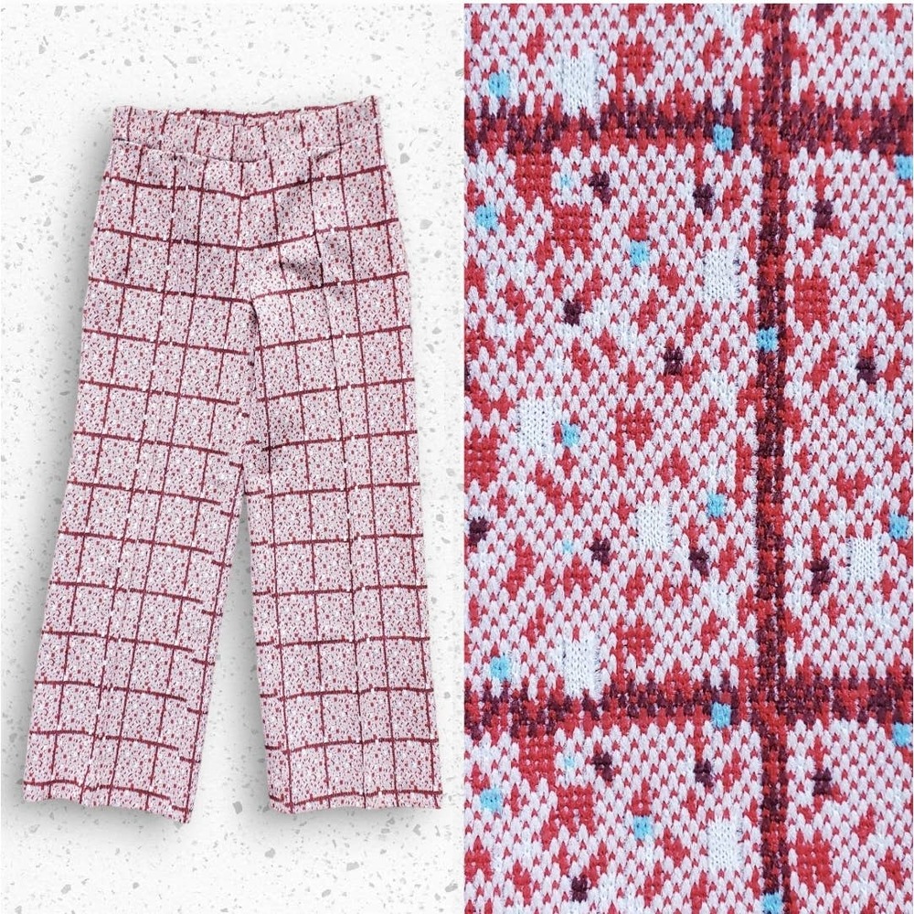 VTG 60s Poly Blend Ladies Slacks Red Speckled Pattern By Miss Holly Sz Medium
